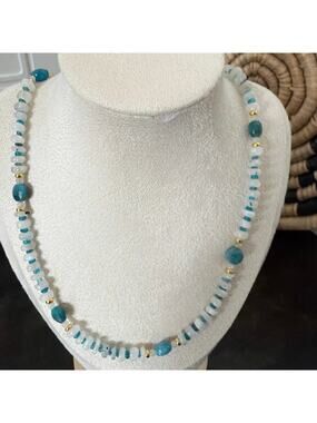 Second Bloom Studio Moonstone Blue Apatite Necklace 19.5" Gold Magnetic
